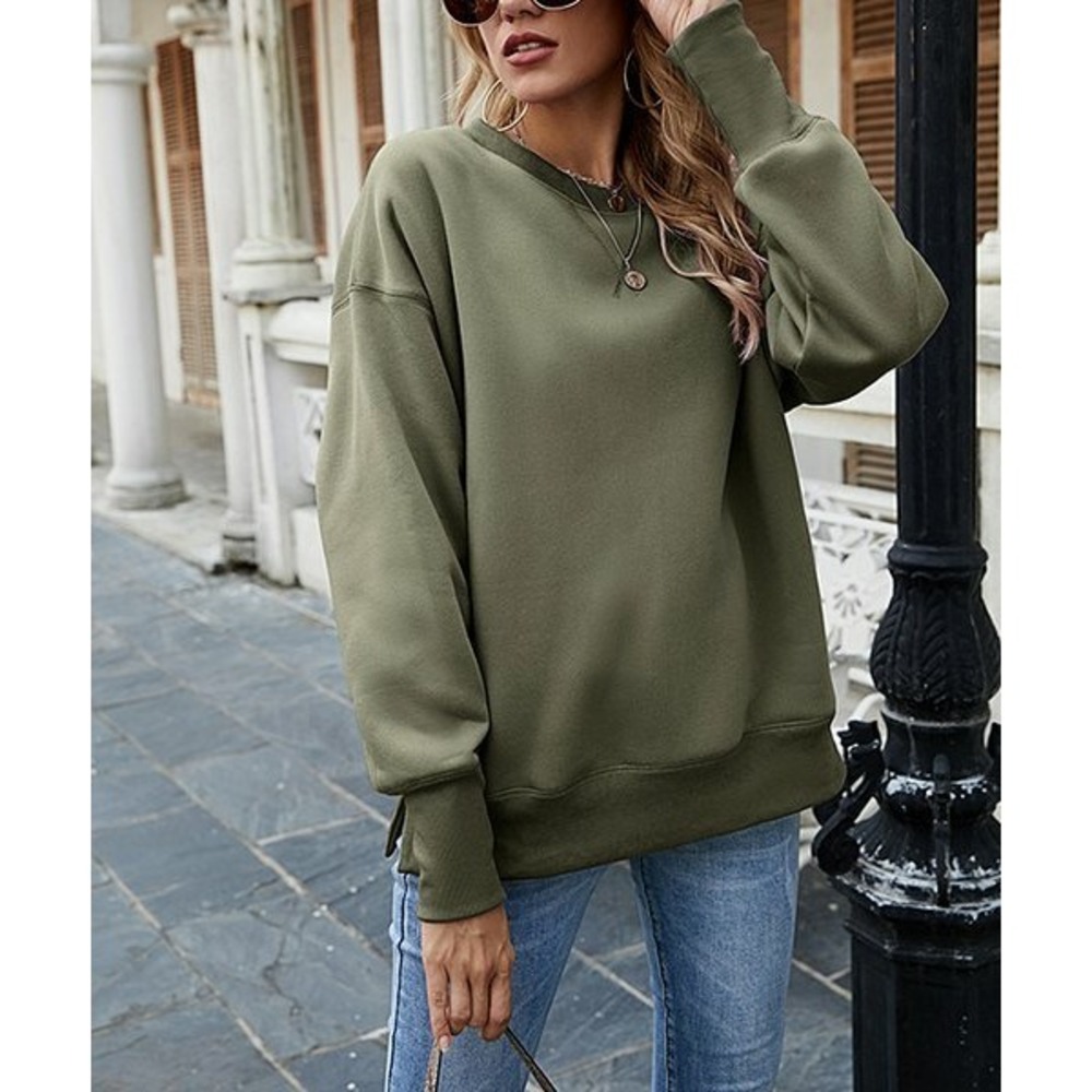 Amasoo Women's Sweater Long Sleeves Crew Neck Size Small Green Color